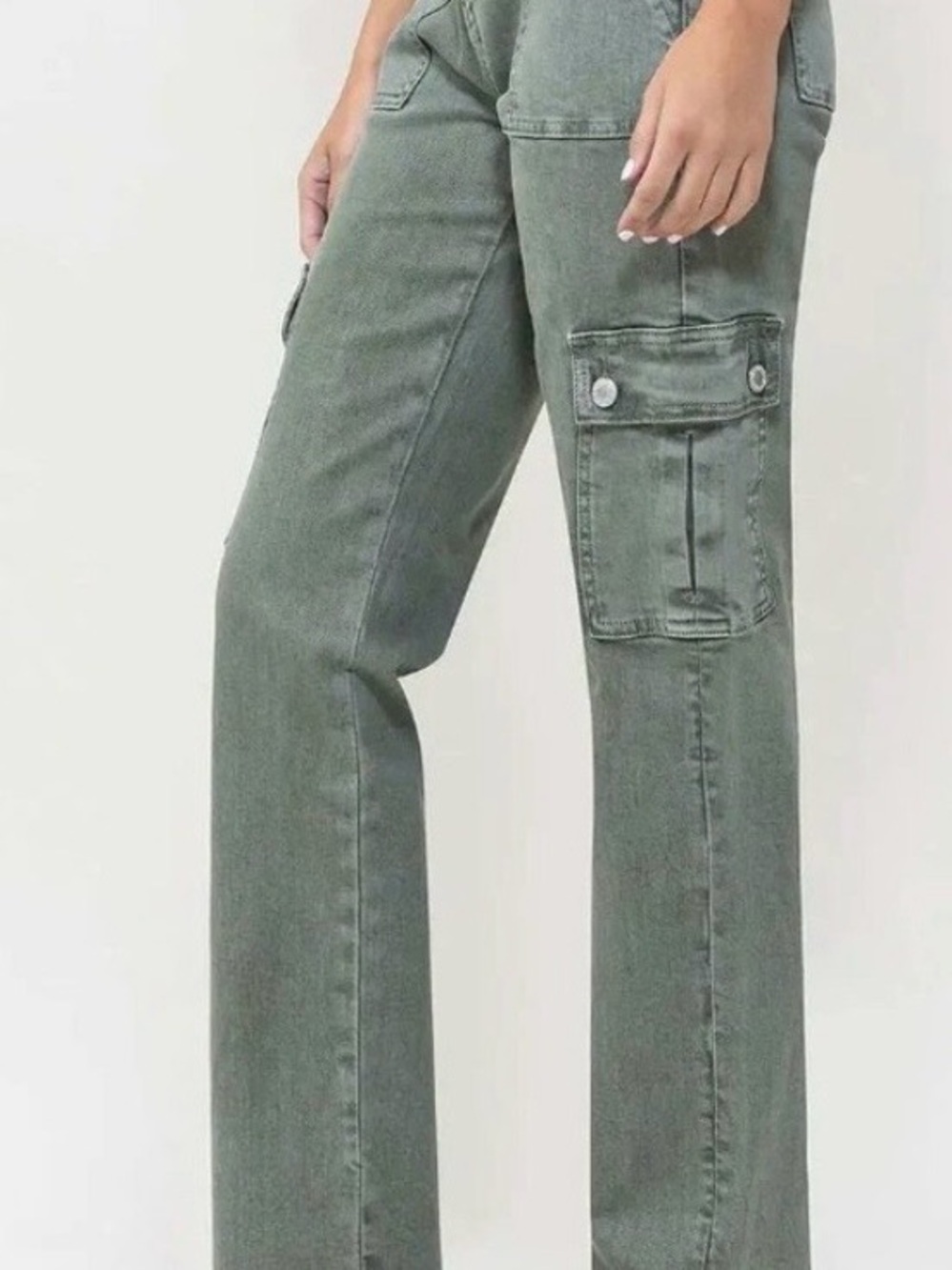 Vervet High -Waist Olive/Sage Cargo Jeans for Women sz 28 Reg (32”)